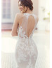 Beaded Ivory Lace Tulle Keyhole Back Luxury Wedding Dress Beaded Ivory Lace Tulle Keyhole Back Luxury Wedding Dress